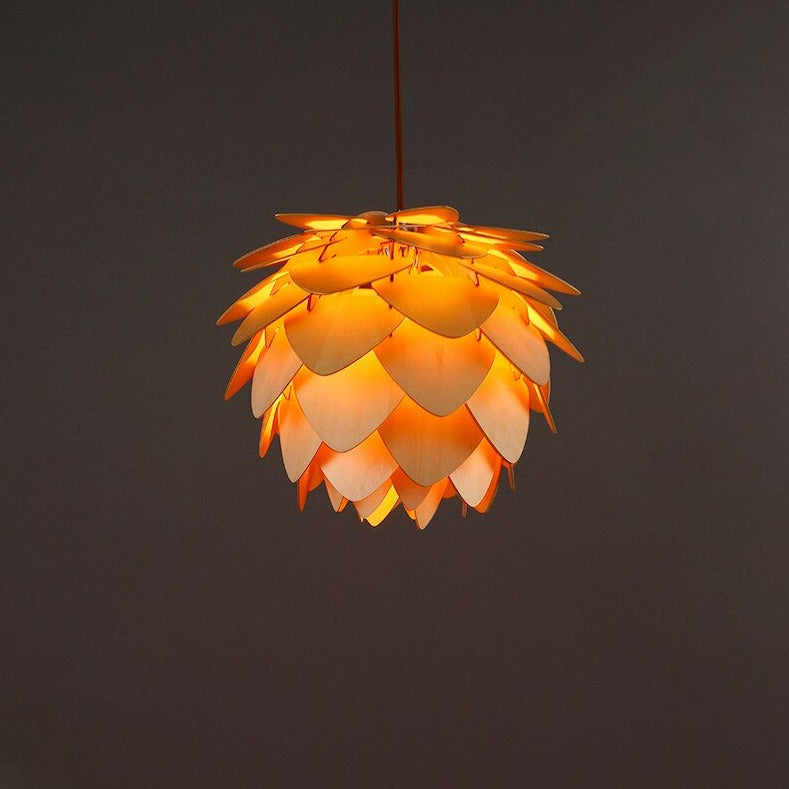 BowLift | Handcrafted Wooden Pine Cone Pendant Light