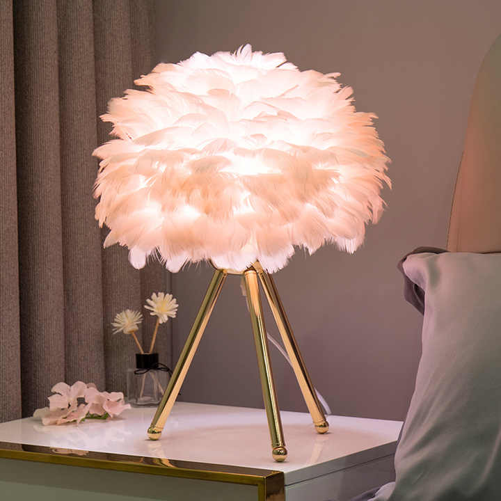 BowLift | Table Lamp - FeatherLux - Dimmable Light - Elegant Feather Design