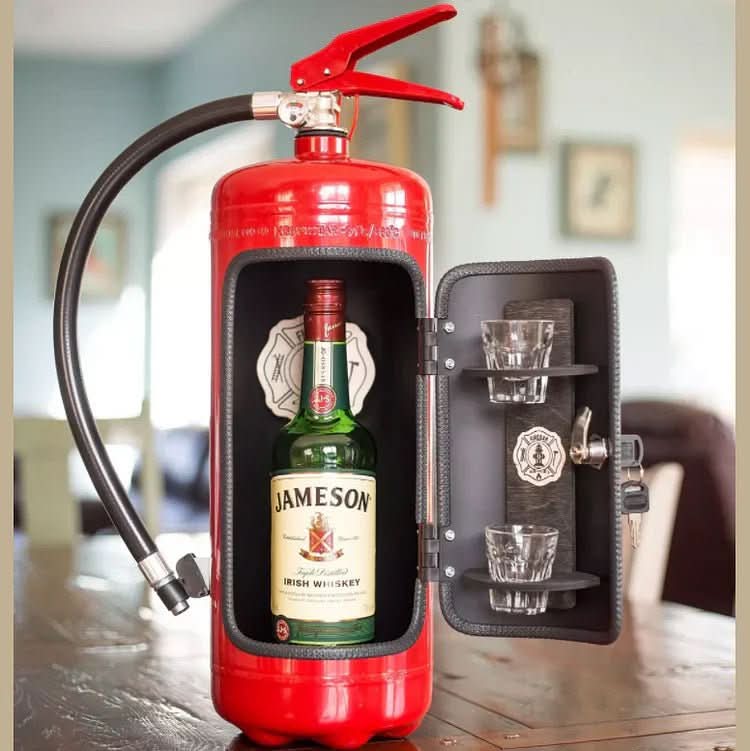 BowLift | Hidden mini bar in fire extinguisher design for stylish drink storage