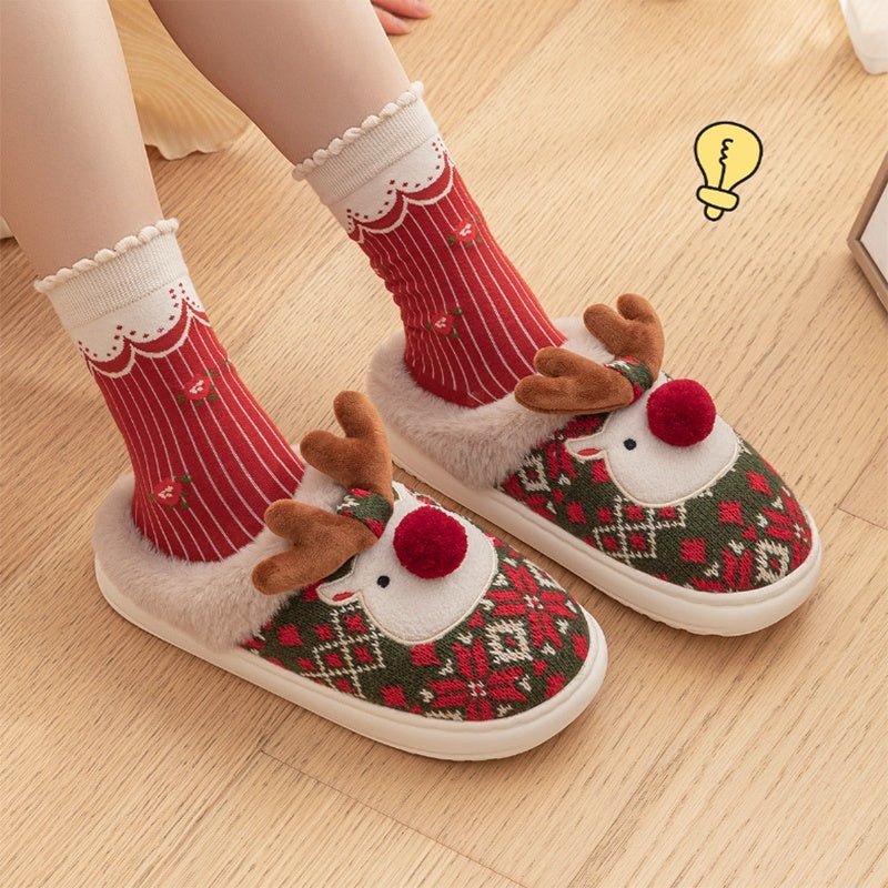 BowLift | Christmas house slippers with embroidered fabric and non-slip sole