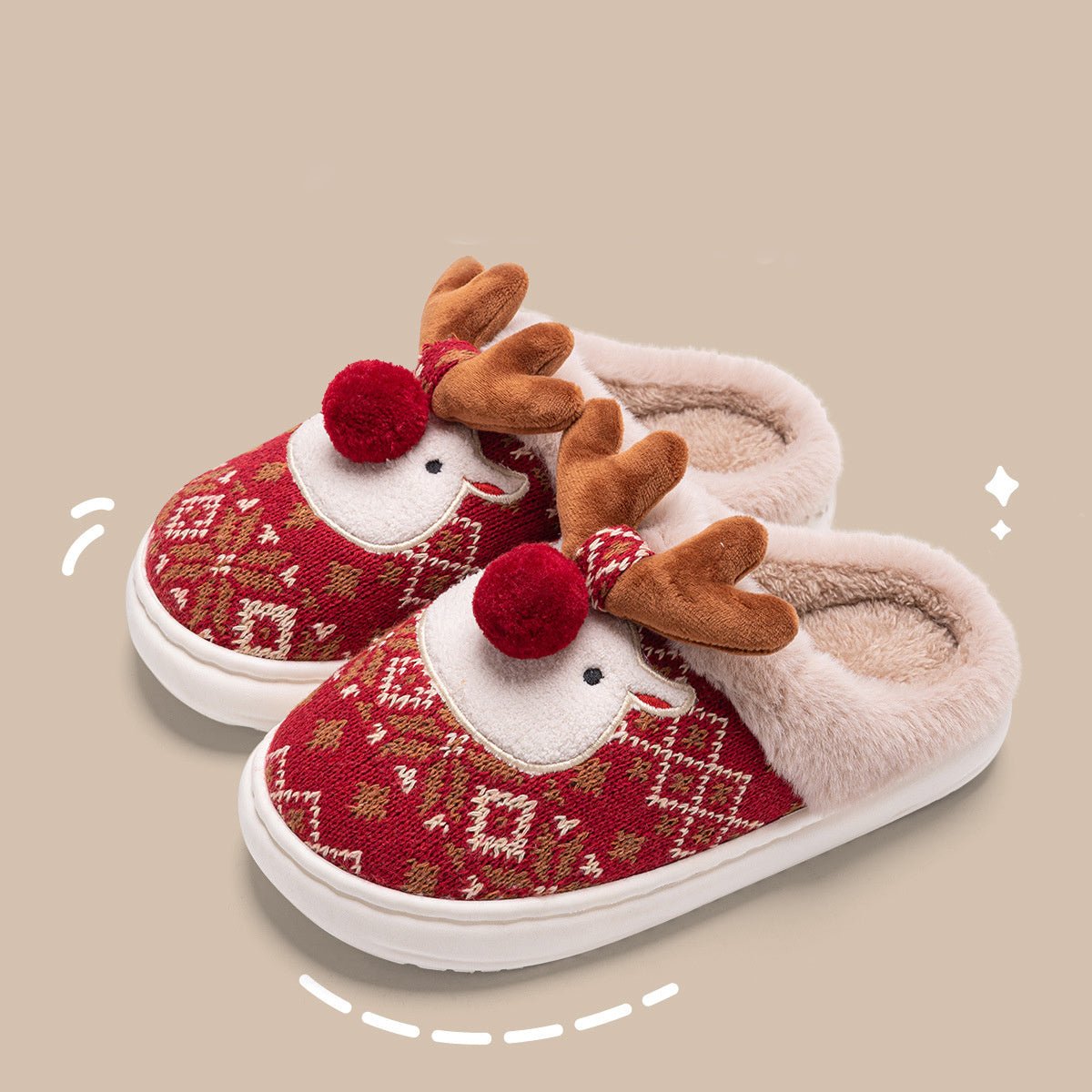 BowLift | Christmas house slippers with embroidered fabric and non-slip sole