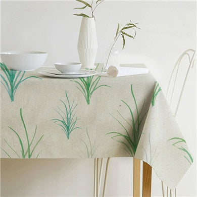 BowLift | Nordic modern linen cotton square green tropical leaf tablecloth cover cloth