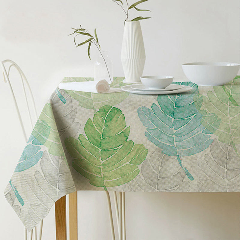 BowLift | Nordic modern linen cotton square green tropical leaf tablecloth cover cloth