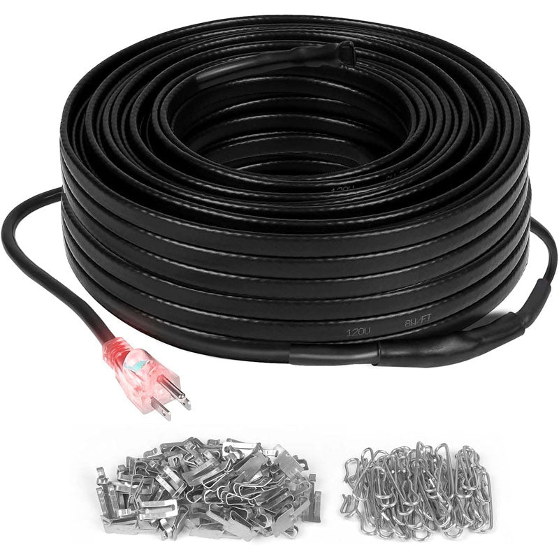 BowLift | 100FT Heating Cables , Pipe Freeze Protected Water Pipe Heating Cable with Mounting Buckle Self Regulating Temperature 120V 8W/ft