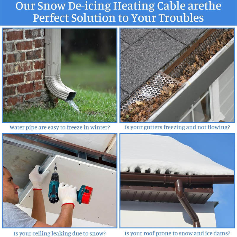 BowLift | 100 Ft Heating Cables Snow Deicing Heating Cable 120V 7.5Watts/Ft for Pipes Freeze Protection