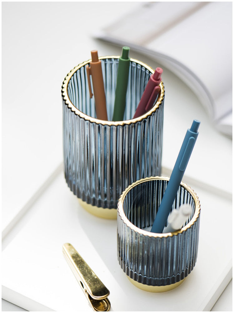 BowLift | Elise Gold Foil Glass Makeup Halter & Organizer