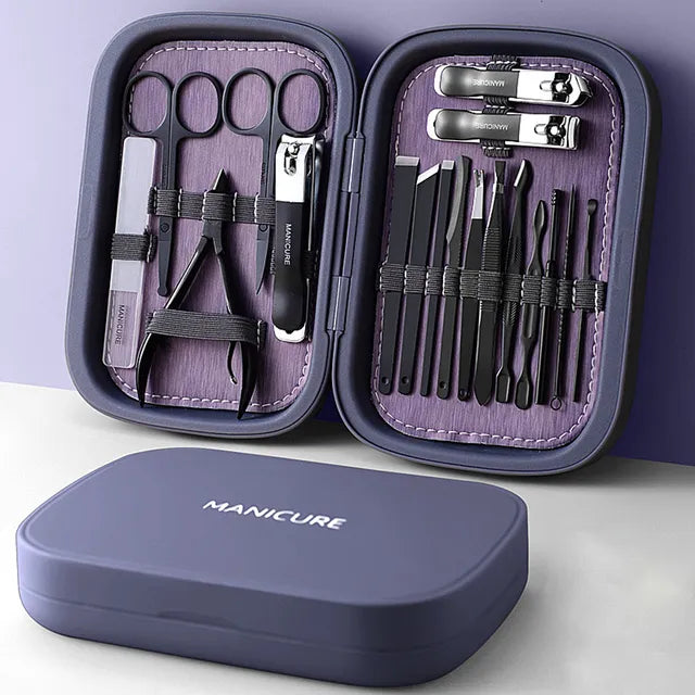 BowLift | LuxNails | Professional Stainless Steel Manicure and Pedicure Set | Portable & Multifunctional | Luxurious Storage Box