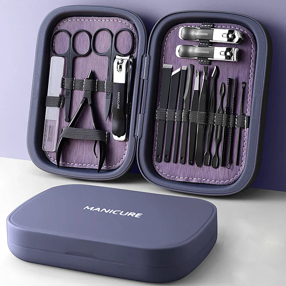BowLift | LuxNails | Professional Stainless Steel Manicure and Pedicure Set | Portable & Multifunctional | Luxurious Storage Box