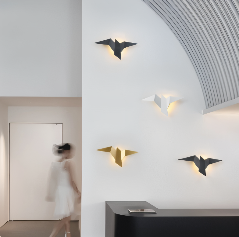 BowLift | OriTori Wall Light - Geometric Origami Bird Wall Light - Japanese Style Wall Light Design
