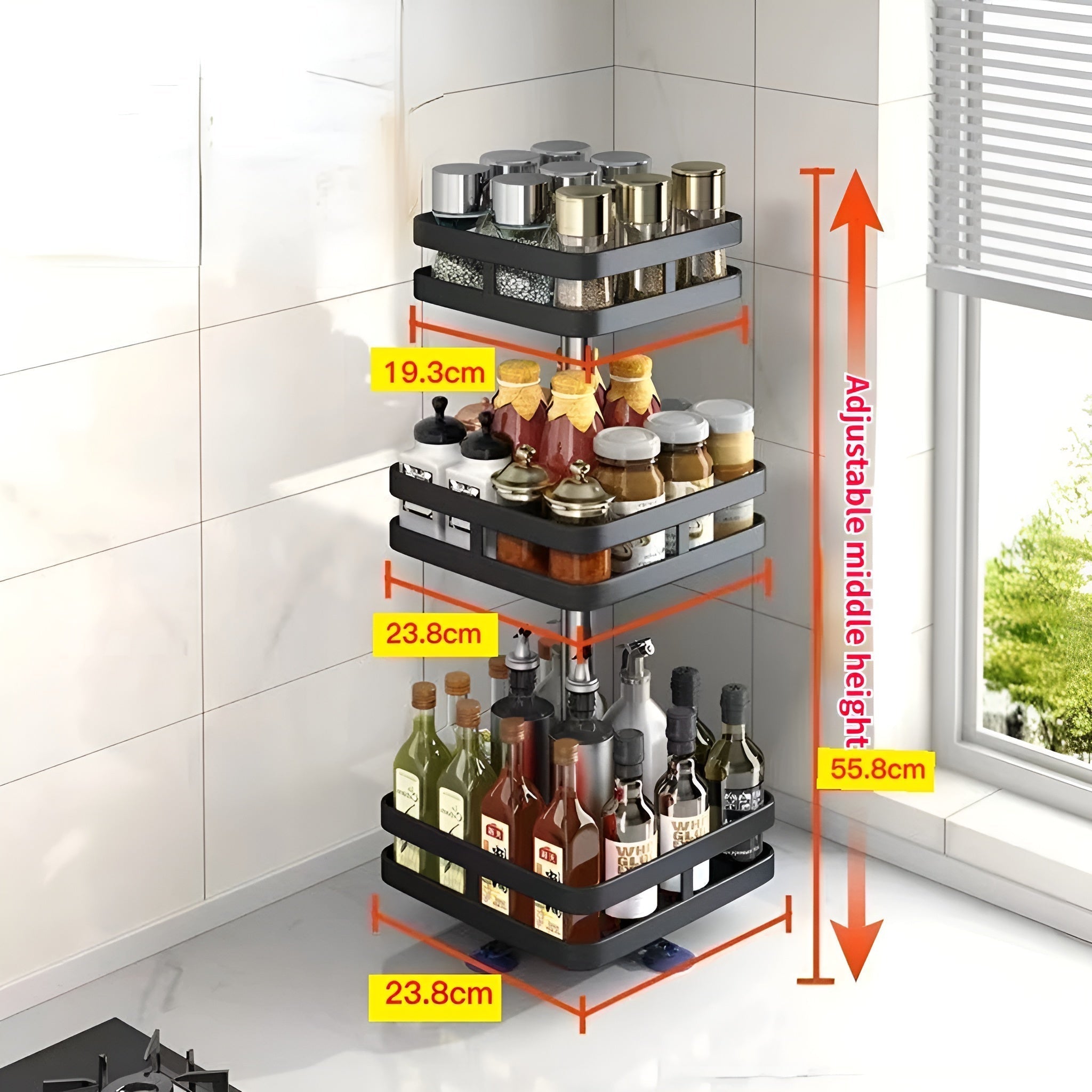 BowLift | Spice Rack - 360° Rotatable Multi-Functional Shelf for the Kitchen - Organize with Ease!