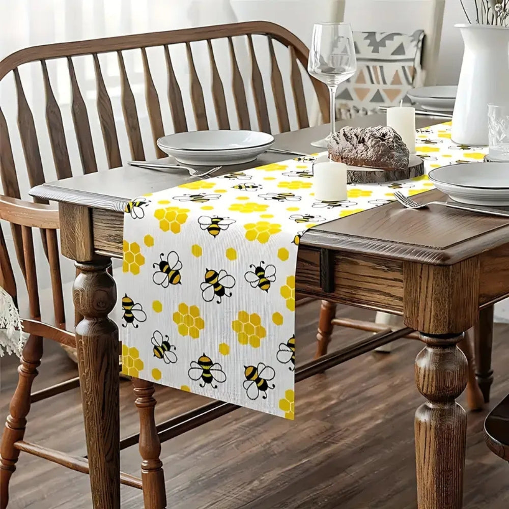 BowLift | Honeycomb Buzz Linen Table Runner