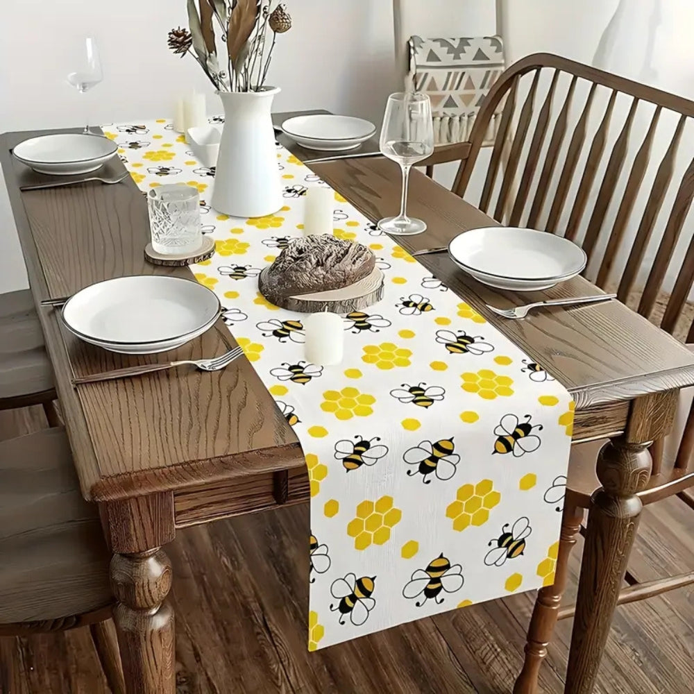 BowLift | Honeycomb Buzz Linen Table Runner