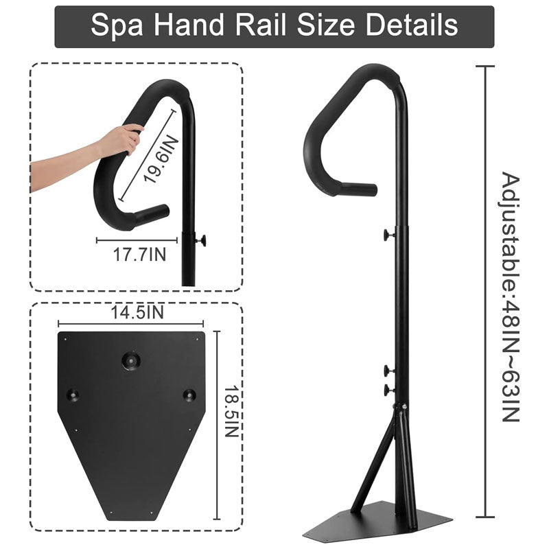 BowLift | Hot Tub Grab Bars, Adjustable Height 63 Inch Sliding Base Under Spa Step Hot Tub Grab Bars For Indoor And Outdoor Use