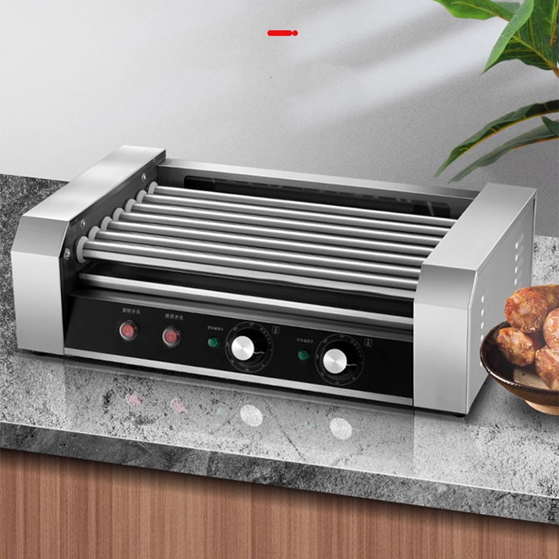 BowLift | Hot Dog Roller, 18 Hot Dog Capacity, 7 Rollers, 1050W Stainless Steel Cooking And Warming Machine With Dual Temperature Control, Led Light And Removable Drip Tray, Sausage Grill For Kitchen Restaurant