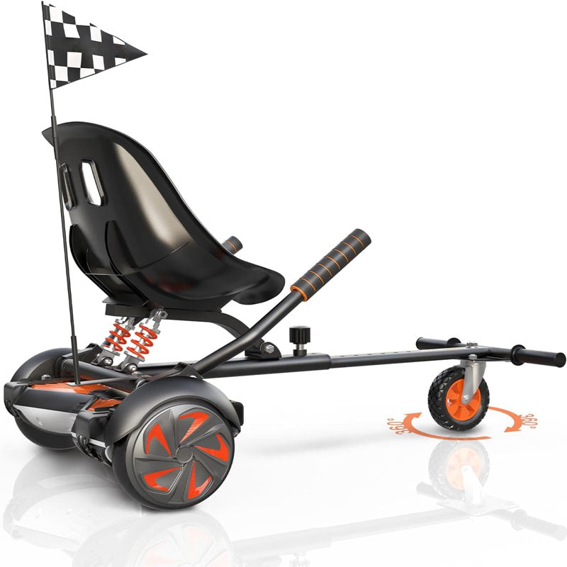 BowLift | Hoverboard Seat Attachment  for 6.5" 8" 10" Hover Board Adjustable Frame Length & Off-Road Rubber Wheel with Rear Shock Absorption