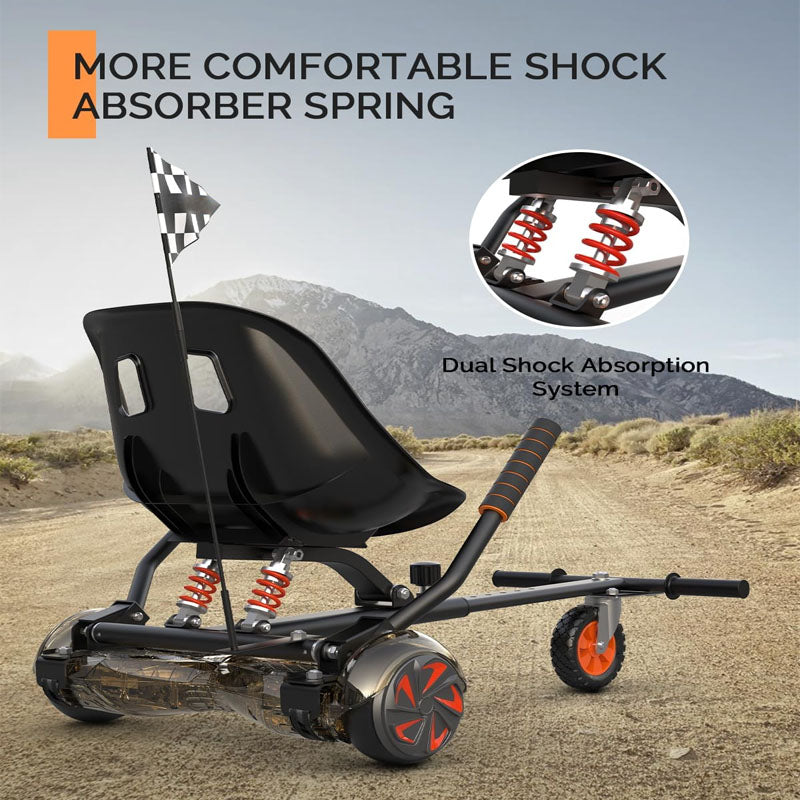 BowLift | Hoverboard Seat Attachment  for 6.5" 8" 10" Hover Board Adjustable Frame Length & Off-Road Rubber Wheel with Rear Shock Absorption