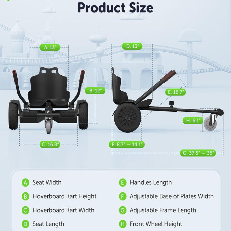 BowLift | Hoverboard Seat Attachment for 6.5'' 8'' 8.5'' 10'' Two Wheel Self Balancing Scooter Accessories Hoverboard Kart for Kids or Adults