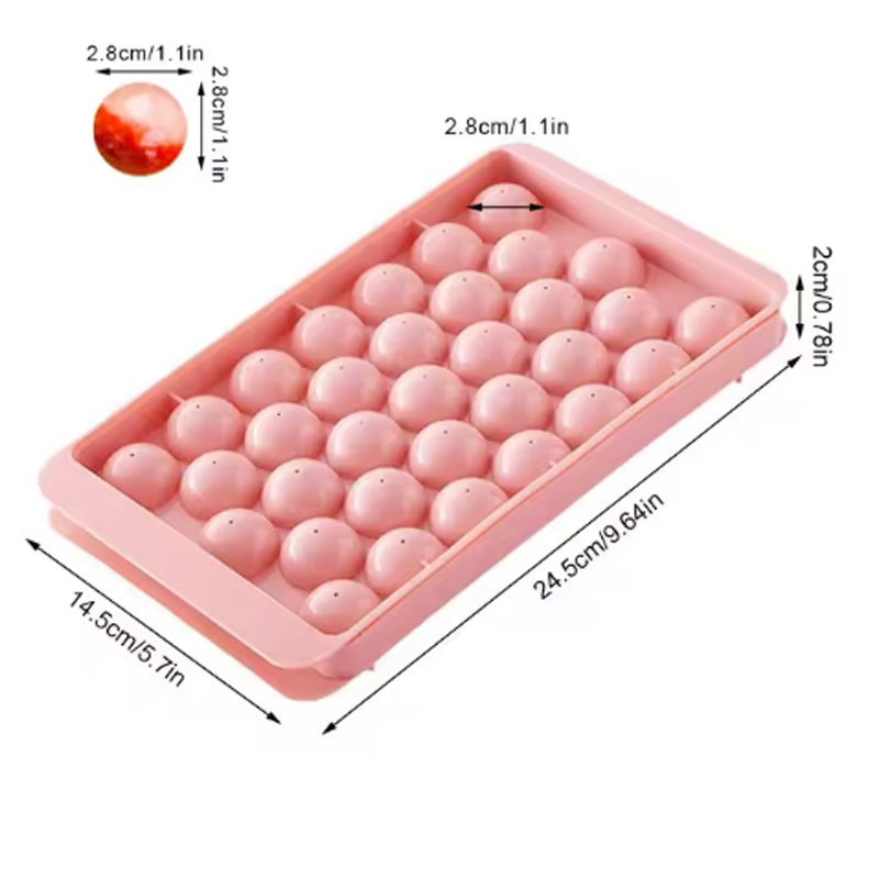 BowLift | Round Ice Cube Maker Tray With Lid Plastic 20x33pcs Ice Mold Refrigerator Spherical Diy Moulds Ice Ball Maker Household Kitchen Tools