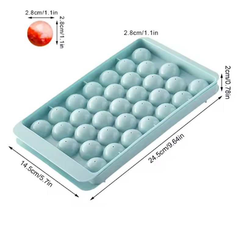 BowLift | Round Ice Cube Maker Tray With Lid Plastic 20x33pcs Ice Mold Refrigerator Spherical Diy Moulds Ice Ball Maker Household Kitchen Tools