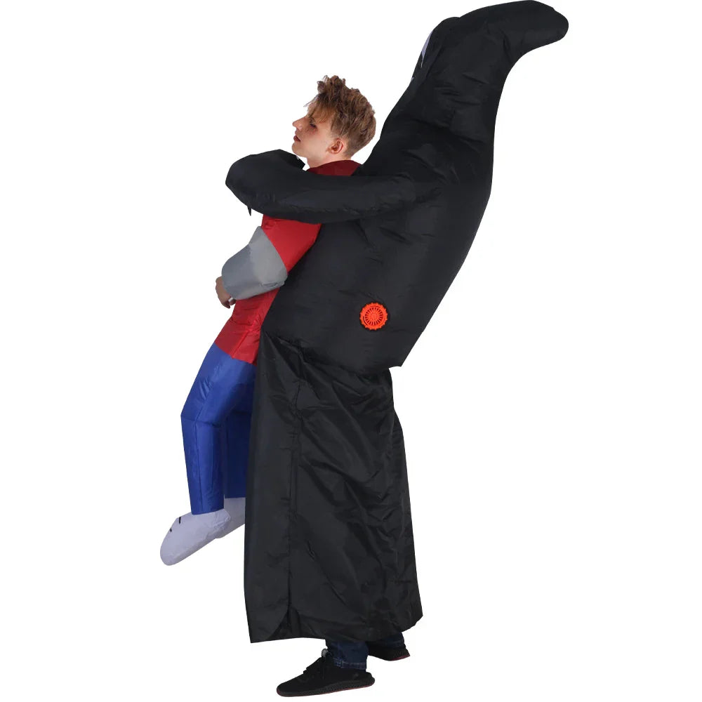 BowLift | Inflatable Ghost Costume with Black Robe and Mask – Halloween Unisex Outfit