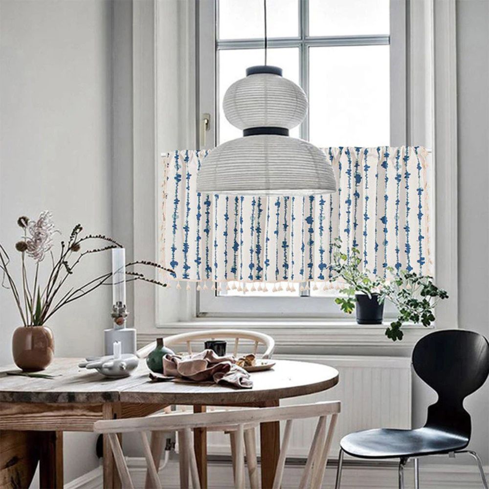 BowLift | Inkblot Blue Tassel Cabinet Curtain