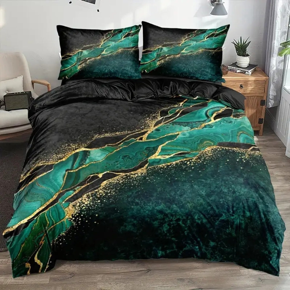 BowLift | Jade Opulent Gold Accent Duvet Cover Set