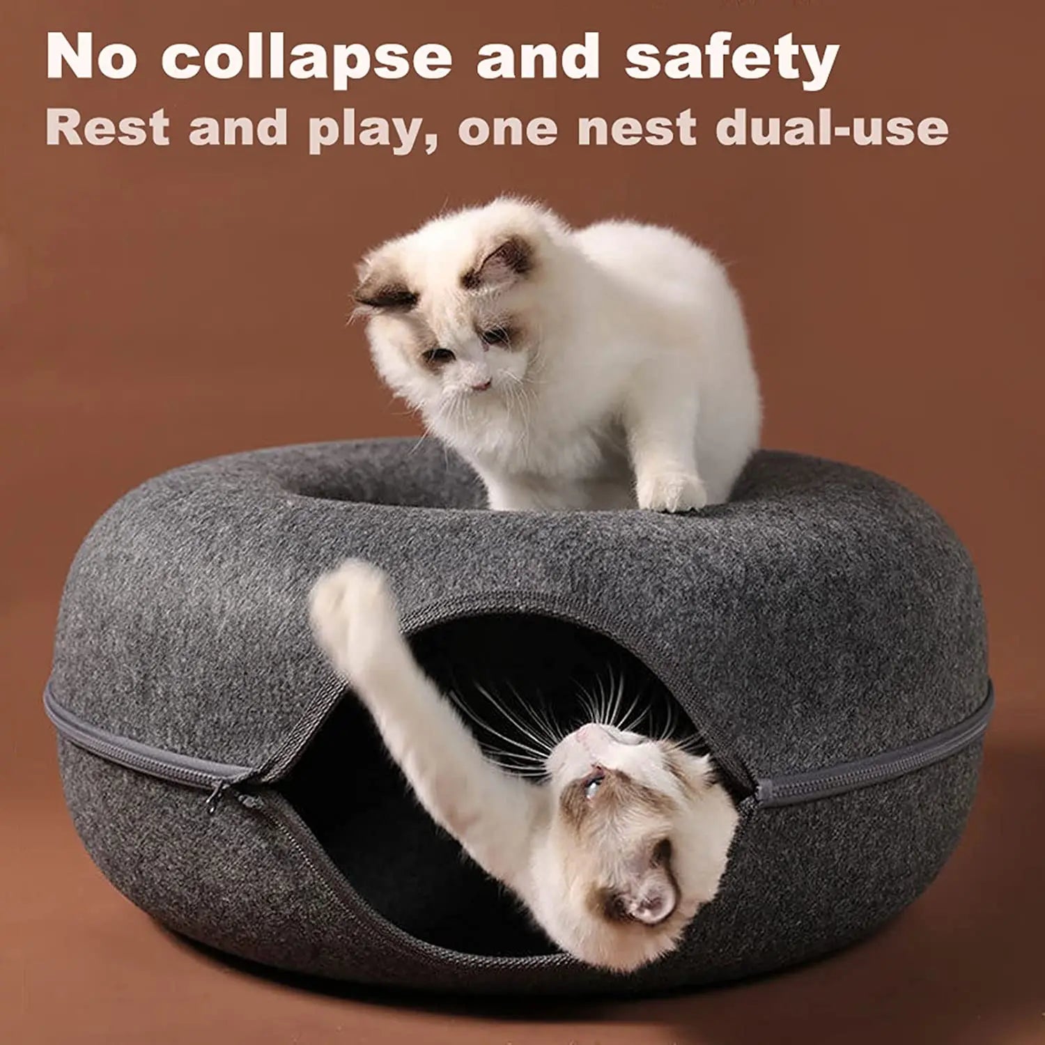 BowLift | Cat tunnel bed made of wool felt – Play and retreat space