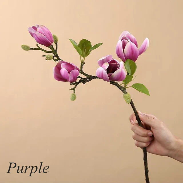 BowLift | GraceBloom | Artificial Magnolia Branches – Realistic Silk Flower Stems for Home Décor