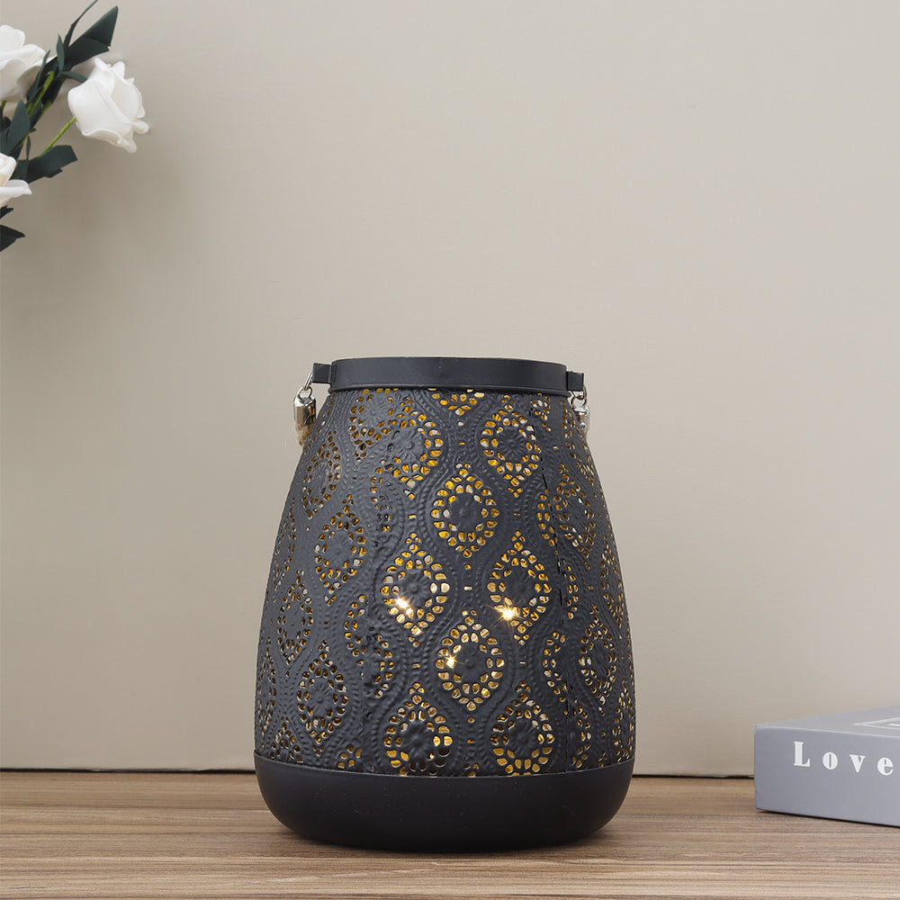 BowLift | Moroccan Style Black Metal Battery Operated Table Lamp - Cordless Lamp