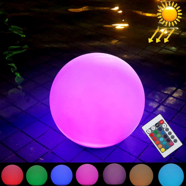 BowLift | LEH-42321 40cm Round Ball Solar Power Lamp, Floating Garden Color Changing LED Light with 0.7W Monocrystalline Silicon Solar Panel & Remote Control (White)