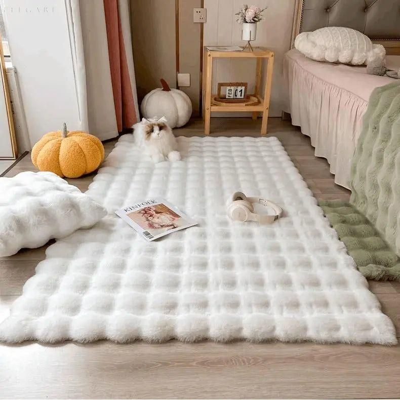 BowLift | Floral Plush Faux Fur Rug with Non-Slip Backing
