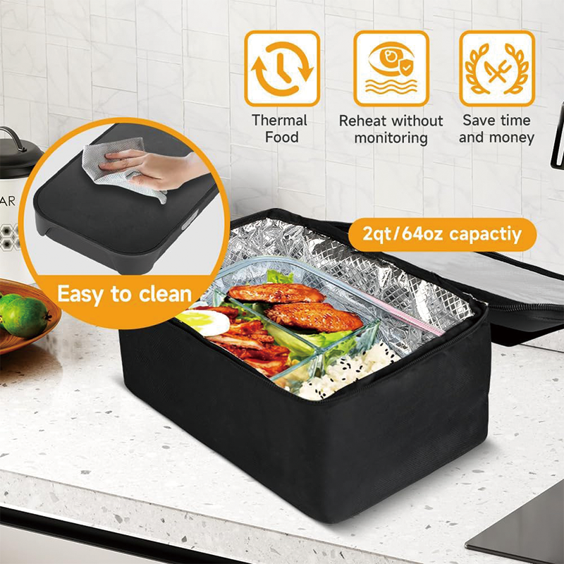 BowLift | 100W Protable Food Warmer, 12V/24V/110V Electric Lunch Box, Personal Microwave for Heating and Cooking Meals on Office/workplace