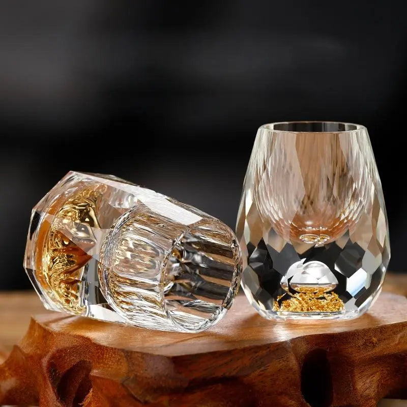 BowLift | Crystal shot glasses with elegant cut - For stylish celebrations & special occasions (Set of 6 glasses)