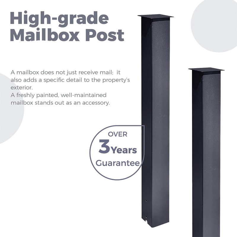BowLift | Metal Mailbox Post,43 inch Heavy Duty Steel Black Powder-Coated Surface Support Bracket,for Outdoor Street Concrete Roadside Sidewalk