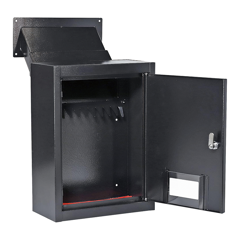 BowLift | Through The Wall Drop Box,16.5" x 12.5" x 6"Mail Drop Box w/Adjustable Chute,Rainproof Mail Slots Walls Thickness 2.8” to 7.9” for Home Office Apartment,Black
