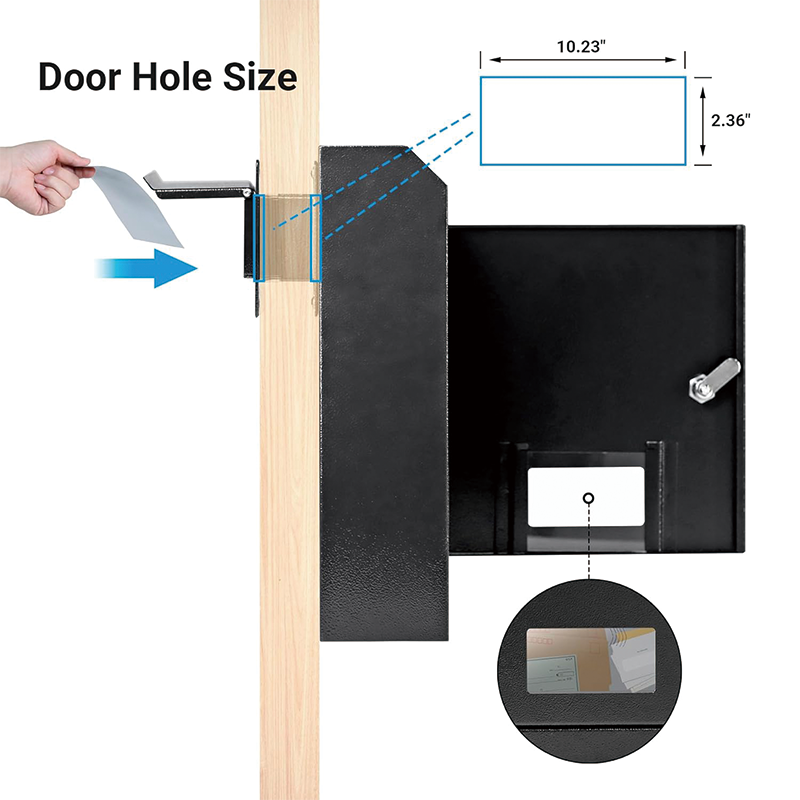 BowLift | Through The Door Drop Box,16.5" x 12.5" x 6"Heavy Duty Steel Through the Door Mailbox,Mail Drop Box, Black