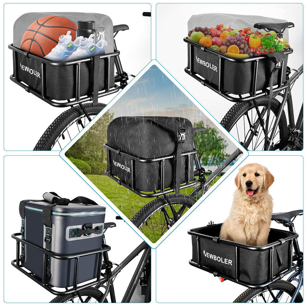BowLift | Heavy-Duty Rear Bike Basket with Rack – Large Metal Bicycle Carrier for Groceries, Commutes & E-Bikes