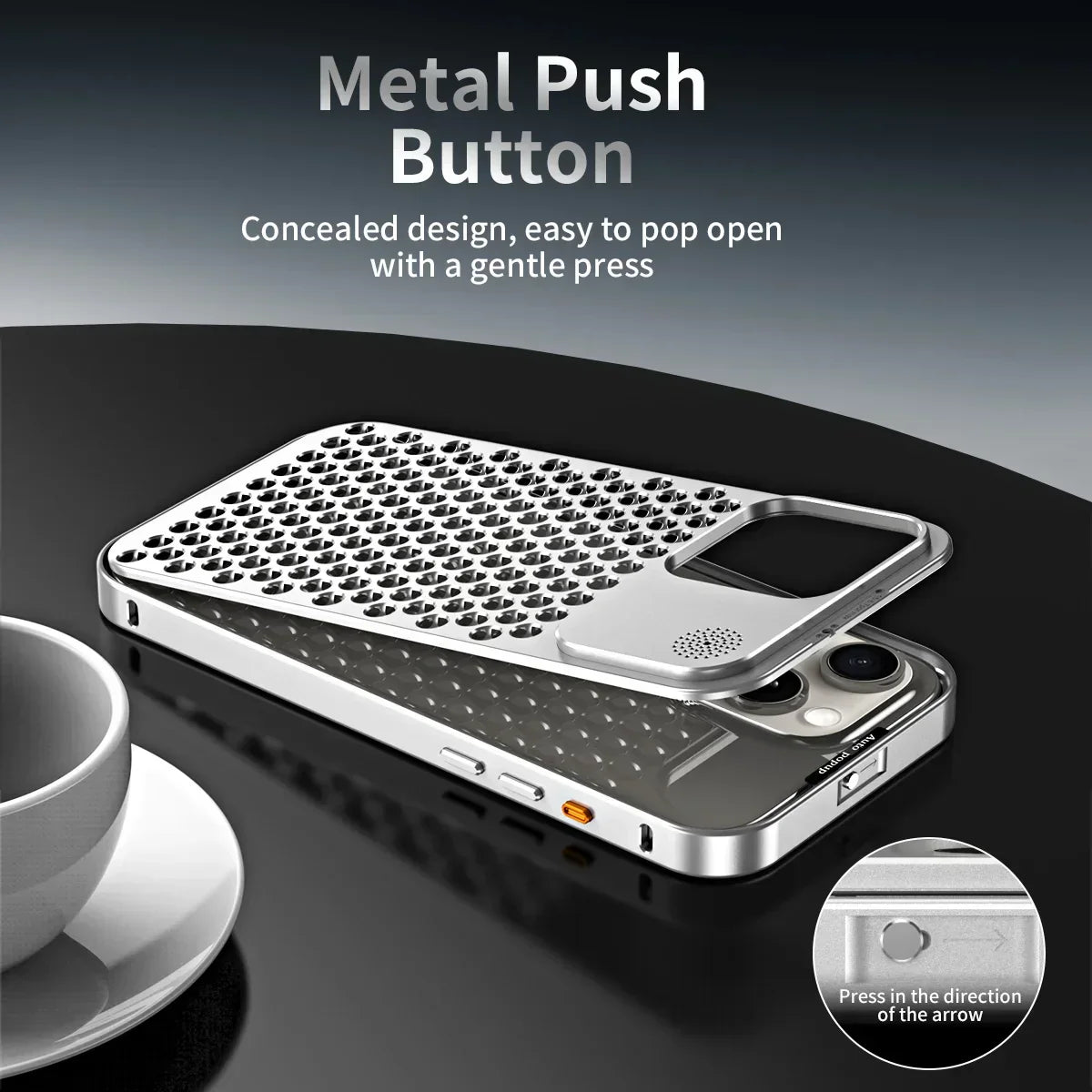 BowLift | Breathable Perfume Aluminum alloy Heat Dissipation Phone Case For iPhone 12 13 14 15 Pro Max Plus Detachable Cover
