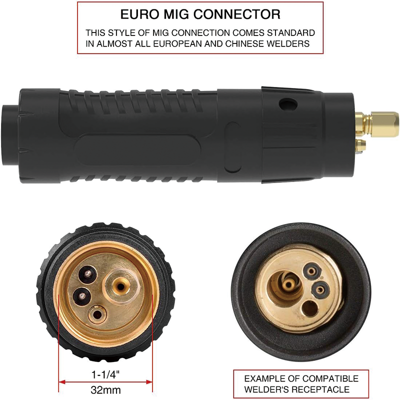BowLift | 10ft Mig Welding Gun, 150Amp Euro Connector for Torch Welder Gun Miller Welding Gun, Welding Torch Stinger Replacement fit