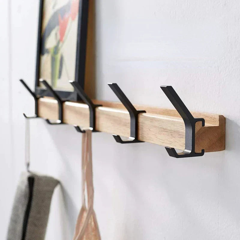 BowLift | Wall wardrobe with movable hooks – Scandinavian design made of wood metal