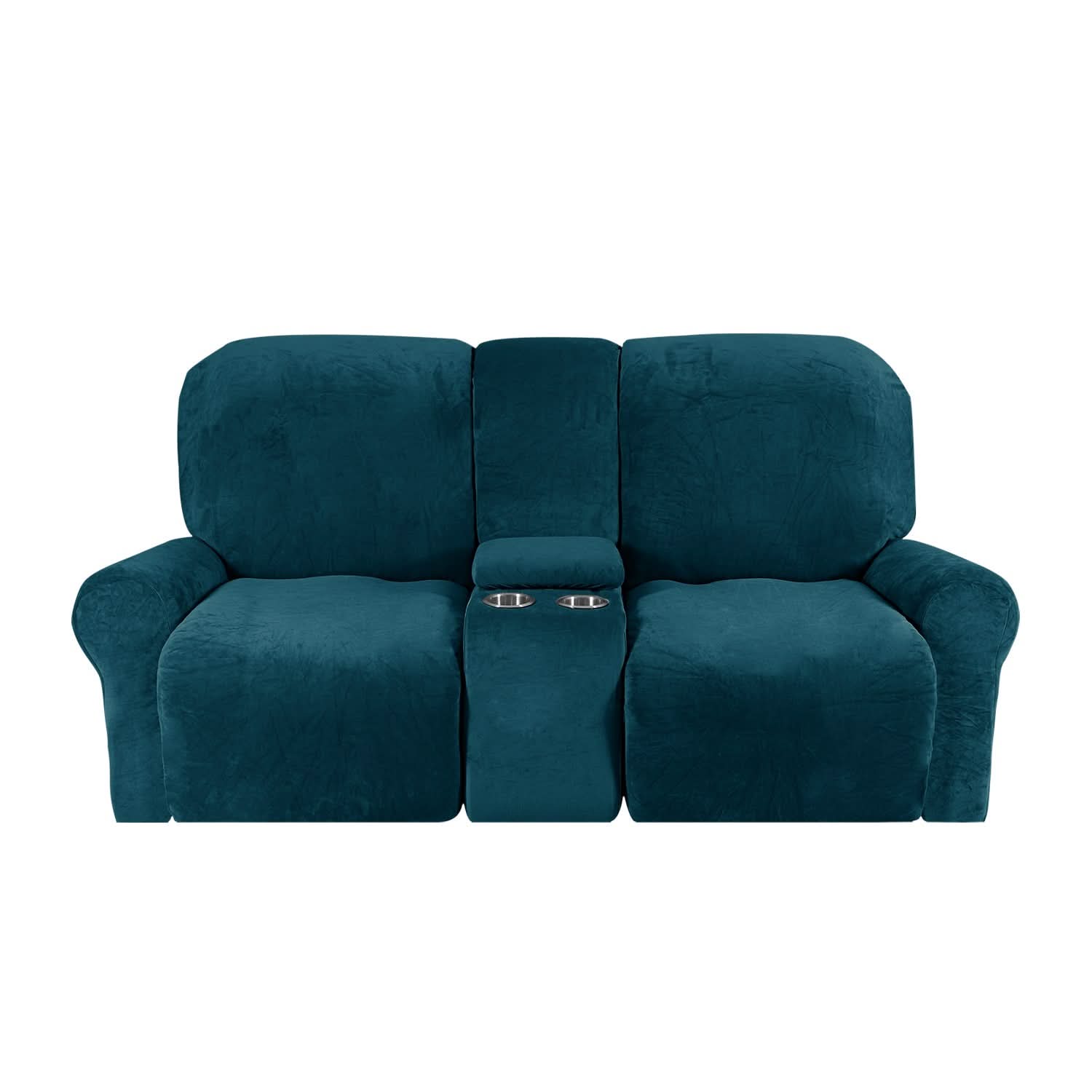 BowLift | 2-Seater Recliner Sofa Cover with Cup Holders – Velvet Plush