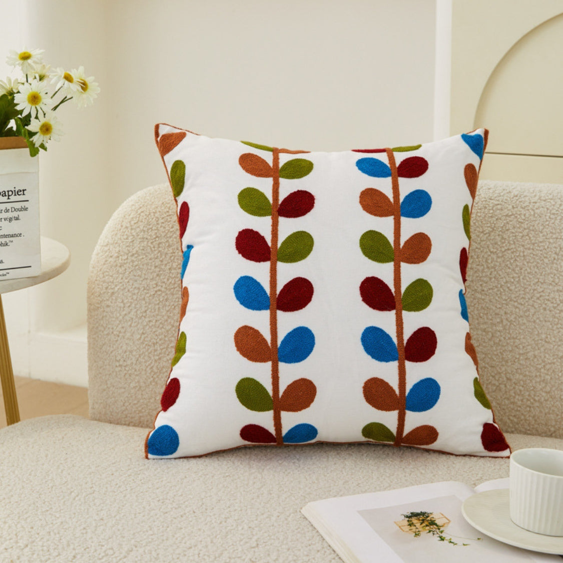 BowLift | Fleur Classic Embroidery Square Sofa Cushion Cover
