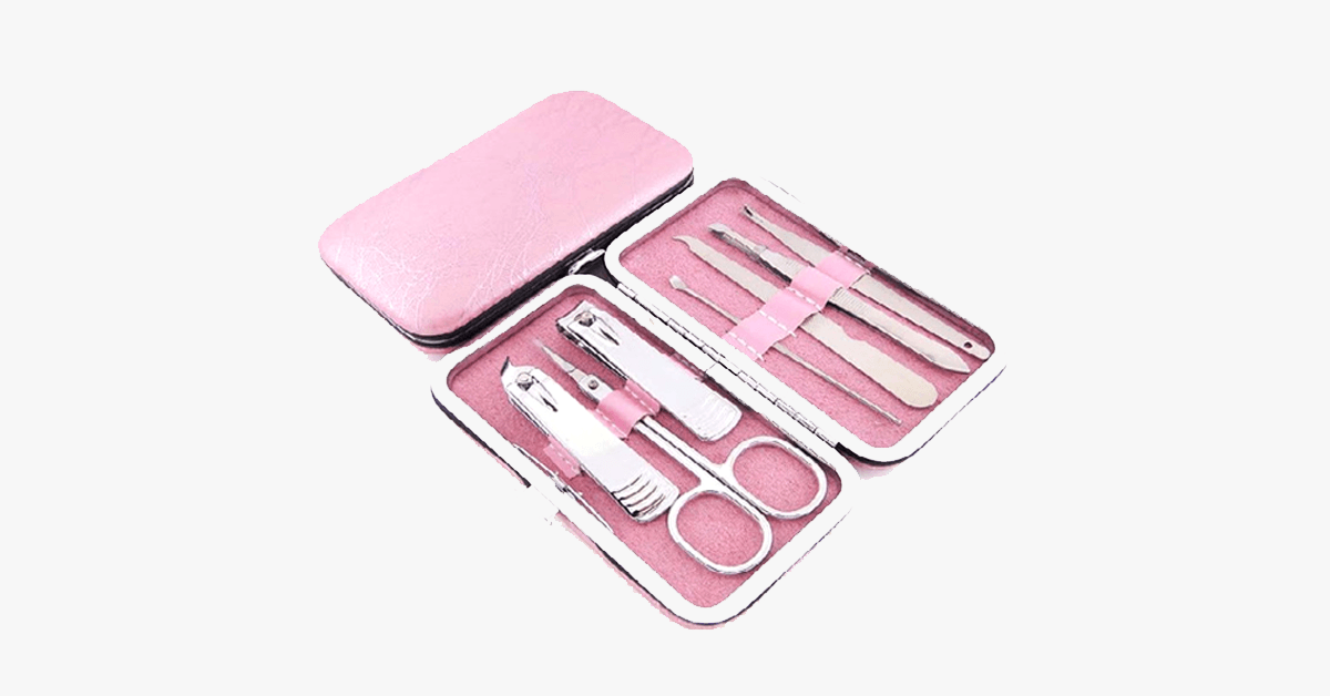 BowLift | 7-piece nail clipper set - Comes in a pink case - Perfect for manicure!