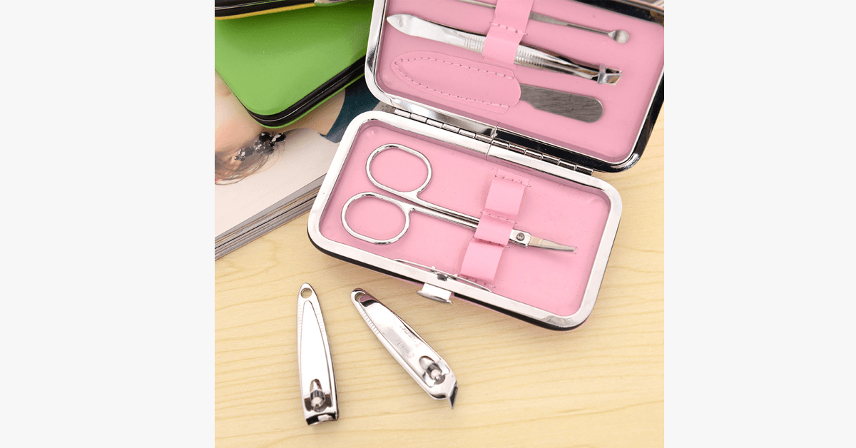 BowLift | 7-piece nail clipper set - Comes in a pink case - Perfect for manicure!