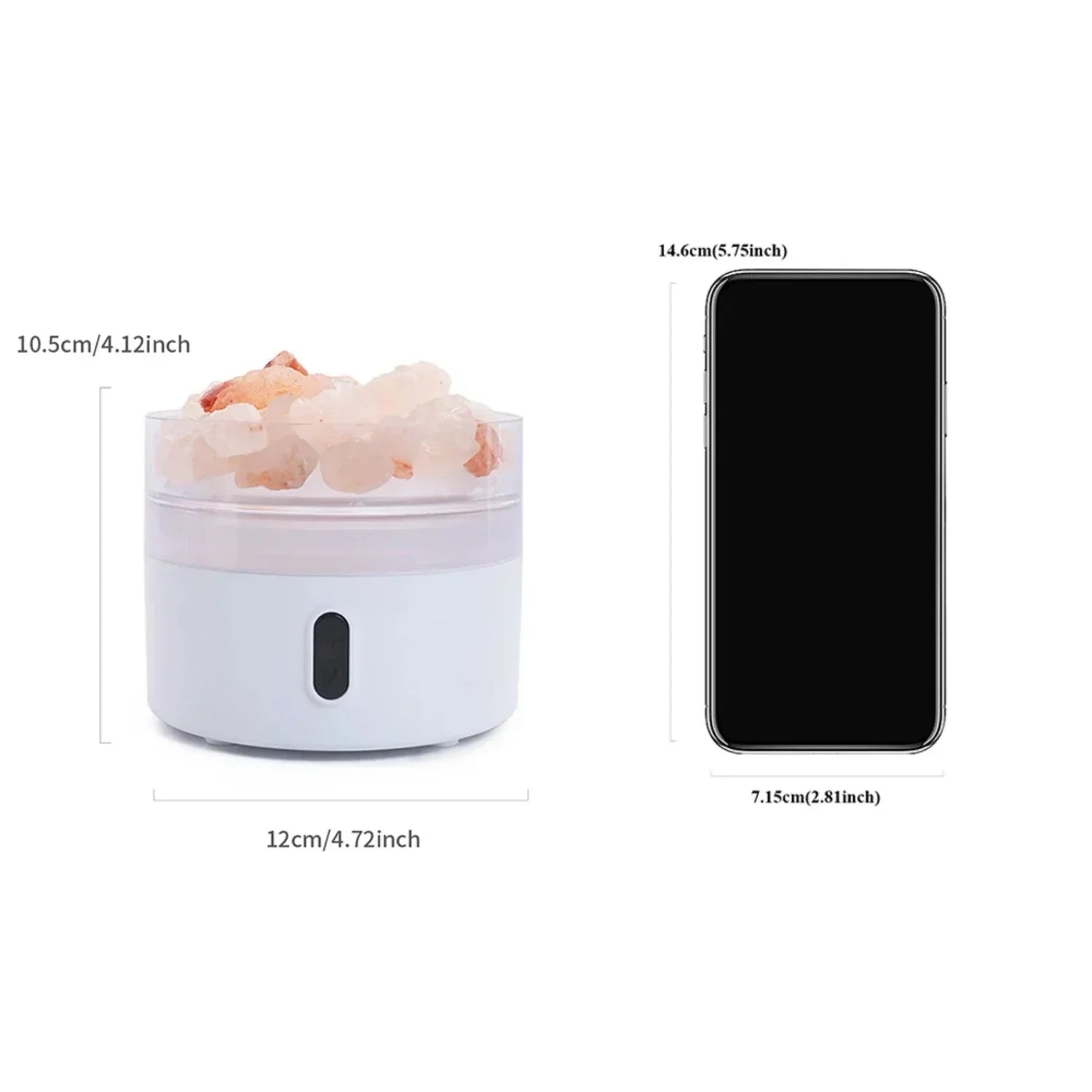 BowLift | Salt Lamp Diffuser - USB Ultrasonic Essential Oil Humidifier with Himalayan Salt Crystals & Night Light