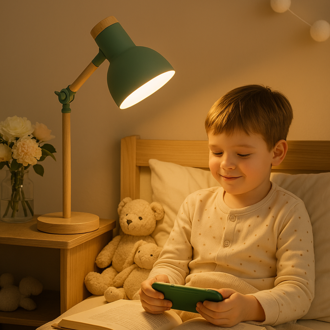 BowLift | Table lamp with wooden finish in Nordic style