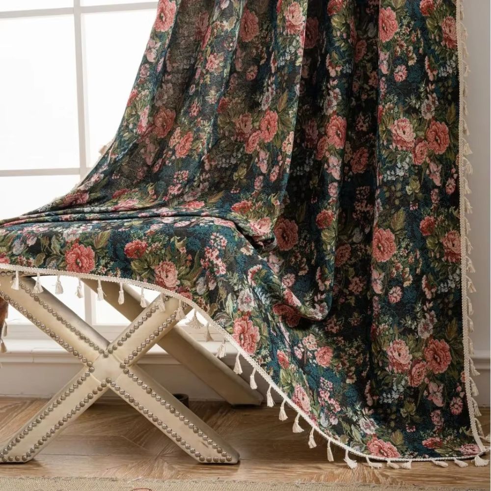 BowLift | Ditsy Floral Tassel Curtain Panel for Bedroom or Living Room