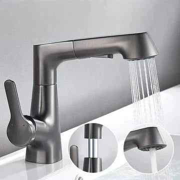 BowLift | Bathroom Faucet With Rotating Retractable Hand Shower