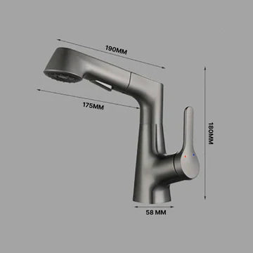 BowLift | Bathroom Faucet With Rotating Retractable Hand Shower