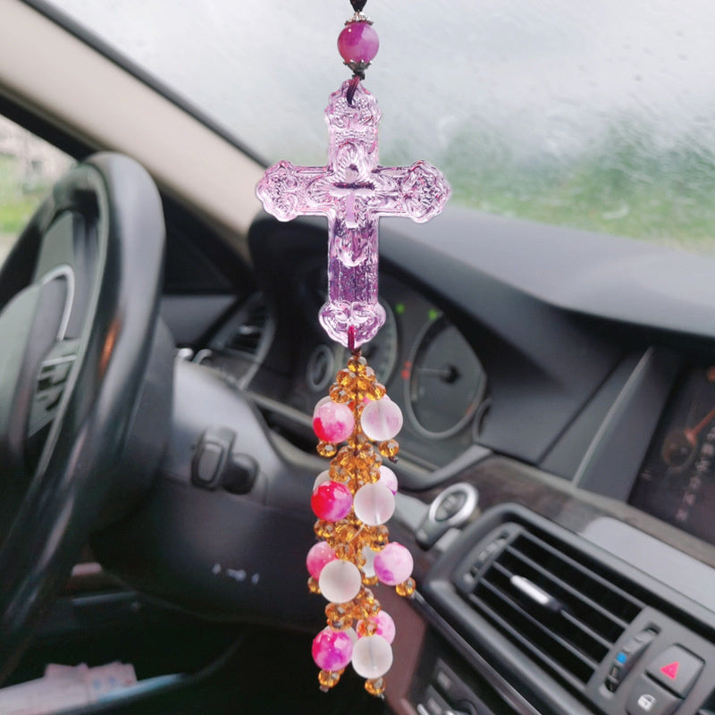 BowLift | Crystal Cross Car Pendant
